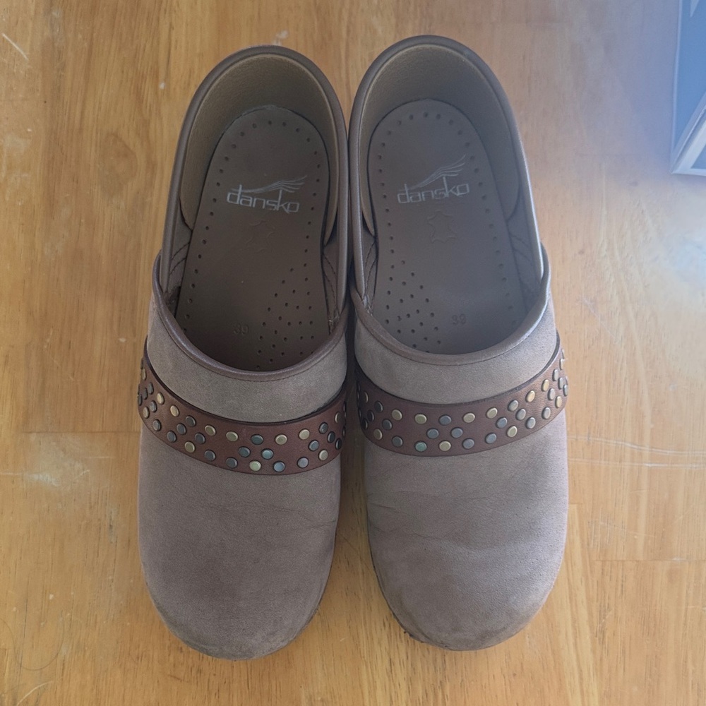 Dansko Women's Taupe and Brown Studded Mules
